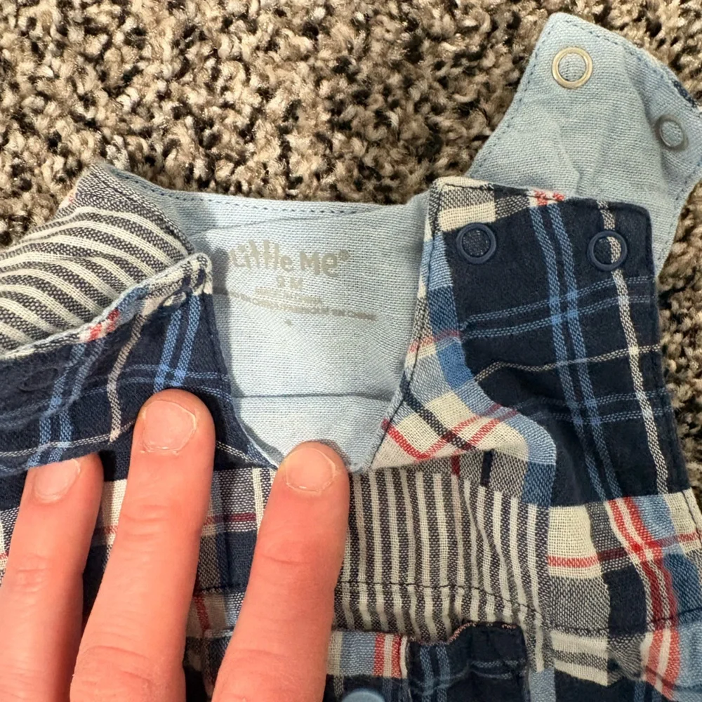 Baby Boys Nautical Stripe & Plaid Romper Set - Blue, Navy, Red